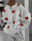 Valentine’s Day Heart Round Neck Long Sleeve Sweater