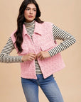 Annie Wear Texture Quilted Snap Down Vest Coat