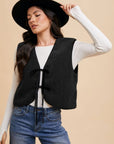 Annie Wear V-Neck Tie Detail Vest Coat