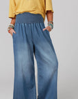 Smocked Wide Leg Jeans