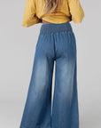 Smocked Wide Leg Jeans