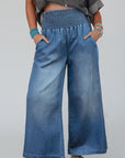 Smocked Wide Leg Jeans