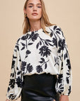 Annie Wear Frill Printed Balloon Sleeve Blouse