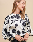 Annie Wear Frill Printed Balloon Sleeve Blouse