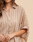 Annie Wear Striped Button Up Half Sleeve Shirt