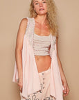 POL Embroidered Pearls Open Front Sleeveless Cardigan