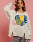 BiBi LOVE Heart Patch Slit French Terry Sweatshirt