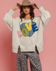 BiBi LOVE Heart Patch Slit French Terry Sweatshirt