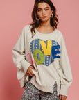 BiBi LOVE Heart Patch Slit French Terry Sweatshirt