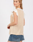 Ces Femme Contrast Ruffled Sleeve Blouse