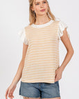 Ces Femme Contrast Ruffled Sleeve Blouse