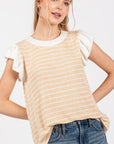 Ces Femme Contrast Ruffled Sleeve Blouse