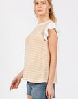 Ces Femme Contrast Ruffled Sleeve Blouse