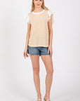 Ces Femme Contrast Ruffled Sleeve Blouse