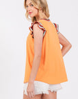 Ces Femme Contrast Striped Sleeveless Round Neck Top