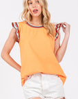 Ces Femme Contrast Striped Sleeveless Round Neck Top