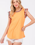 Ces Femme Contrast Striped Sleeveless Round Neck Top