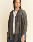 Davi & Dani High-Low Chest Pocket Button Up Shirt