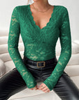 V-Neck Long Sleeve Lace Top