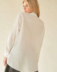 Davi & Dani Crinkled Jacquard Button Down Shirt