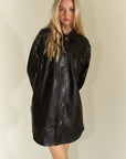 Davi & Dani Faux Leather Button Up Jacket with Chest Pockets