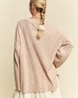 Davi & Dani High-Low Round Neck Drop Shoulder Sweater