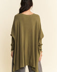 Davi & Dani High-Low Side Slit Batwing Sleeve Top