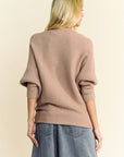 Davi & Dani Round Neck Batwing Sleeve Sweater