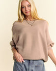 Davi & Dani Round Neck Batwing Sleeve Sweater