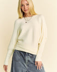 Davi & Dani Round Neck Batwing Sleeve Sweater