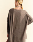 Davi & Dani Round Neck Dropped Shoulder Long Sleeve Knit Top