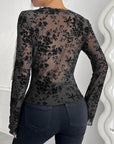 Floral V-Neck Long Sleeve Lace Top