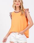 Ces Femme Contrast Striped Sleeveless Round Neck Top