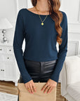 Lace Detail Butterfly Back Round Neck Long Sleeve T-Shirt