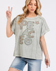 Mittoshop PEACE Round Neck Short Sleeve T-Shirt