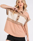 Mittoshop Mineral Washed Half Button Polo Top