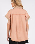 Mittoshop Mineral Washed Half Button Polo Top