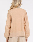 Mittoshop Side Slit Exposed Seam Round Neck Sweatshirt