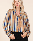 Mittoshop Striped Button Down Satin Shirt