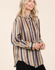 Mittoshop Striped Button Down Satin Shirt