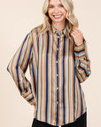 Mittoshop Striped Button Down Satin Shirt