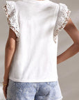 Oh Full Size Ruffled Round Neck Cap Sleeve Top