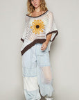 POL Hollow Out Flower Half Sleeve Knit Cover Up