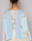 POL Lace Detail V-Neck Flare Sleeve Blouse