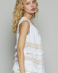 POL Ruffled Open Front Sleeveless Cardigan