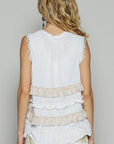 POL Ruffled Open Front Sleeveless Cardigan