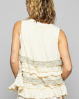 POL Ruffled Open Front Sleeveless Cardigan