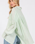 SAGE + FIG Frayed Hem Side Slit Button Down Shirt