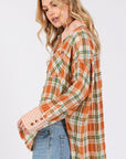 SAGE + FIG Side Slit Plaid Button Down Long Sleeve Shirt