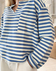 Stripe Chest Pocket Notched Top